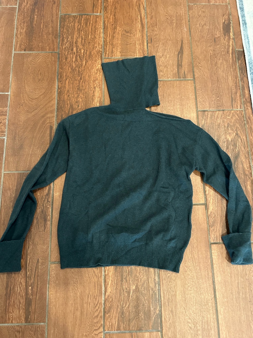PAIGE size S dark green turtleneck ripped neck wool blend sweater